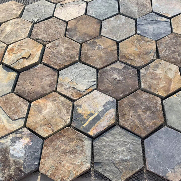 Rusty Slate Hexagonal Paving Flagstone Hexagonal rusty slate crazy paving flagstone for outdoor use