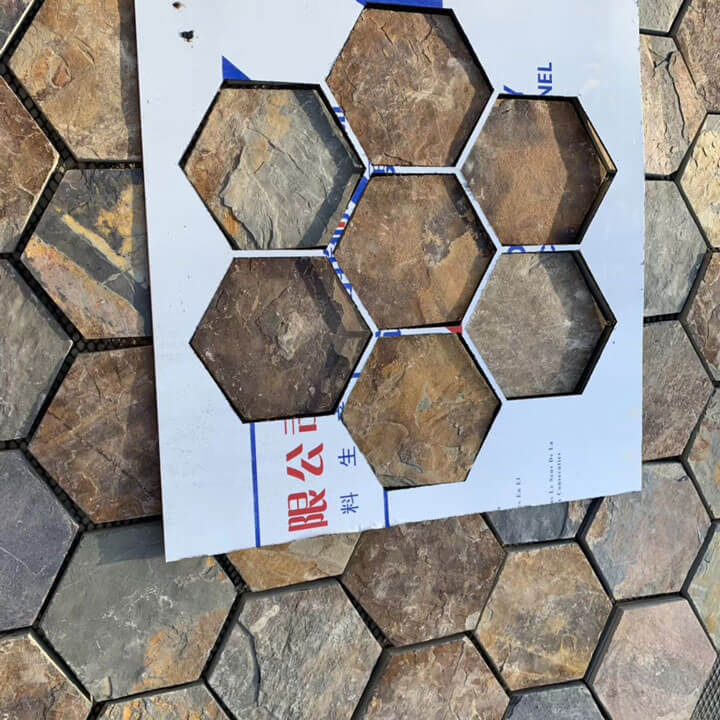 Rusty Slate Hexagonal Crazy Paving Flagstone Hexagonal crazy paving made from rusty slate stones