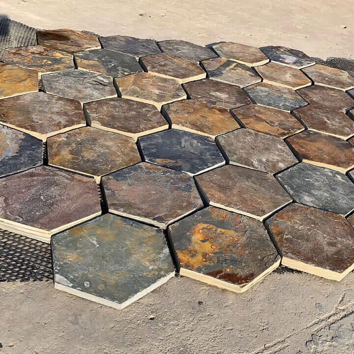 Hexagonal Rusty Slate Crazy Paving Flagstone Hexagonal rusty slate crazy paving flagstone for outdoor use