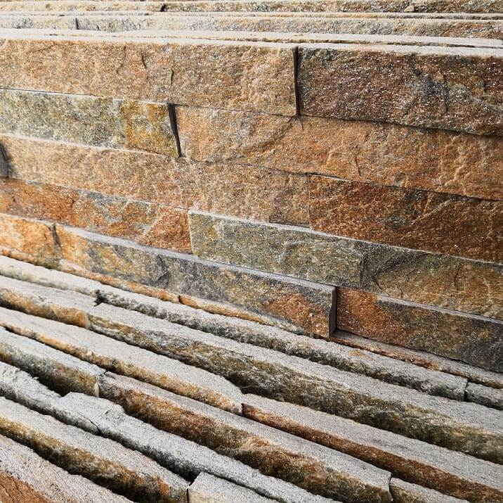 Zardzewiałe panele księgi kwarcytowej Natural rusty quartzite ledger panels for interior design